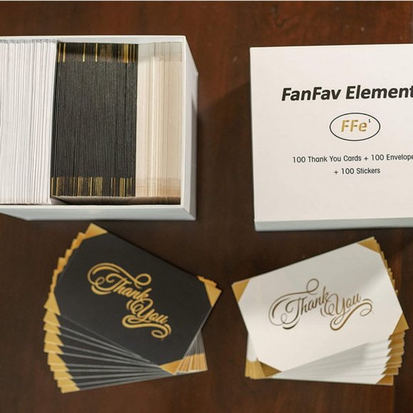 100 Thank You Cards Black, white with gold foil & gold foil sticker seals - Picture 5 of 8